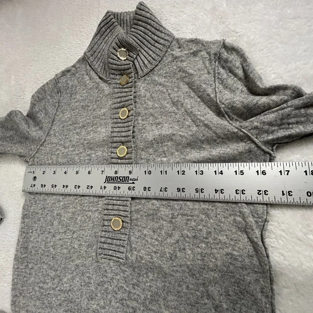 Tory Burch Womens Giselle Rib-Trim Sweater XS Gray Wool Cashmere Blend Pullover
